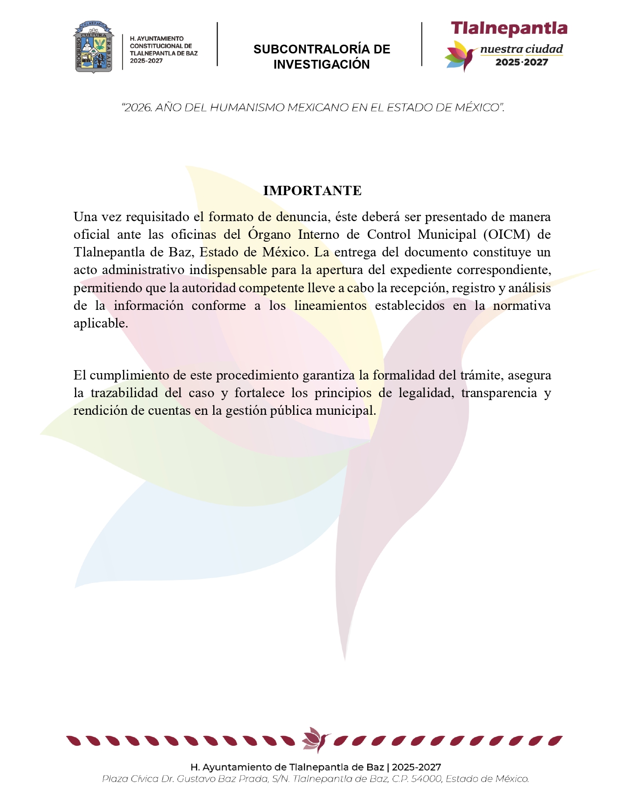 Aviso Importante